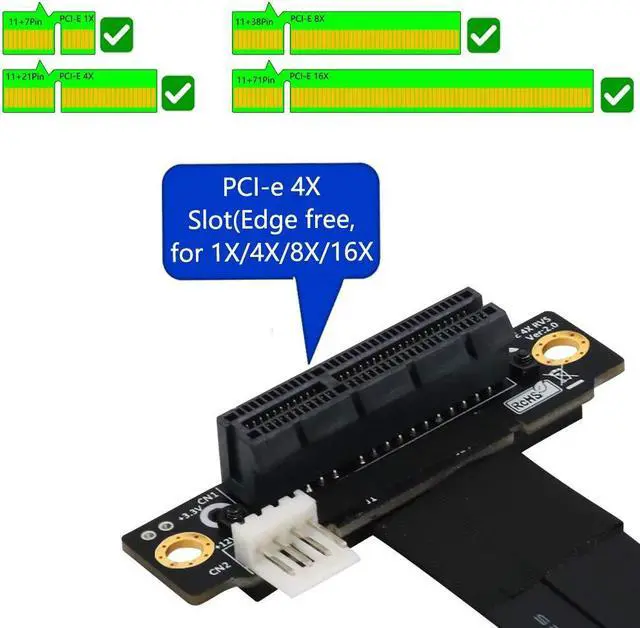 Alt view image 4 of 5 - BQZYX+ M Key Extension M.2 NGFF Key M to PCIe 3.0 4X Extension Cable m.2 Key m to pci-e 4X (90°Right Angle PCI-E Slot)