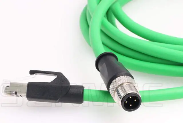 Alt view image 2 of 4 - SZRMCC M12 Ethernet Cable D-Code 4 Pin Male to RJ45 Connector High Flex Cat5e Shielded Waterproof Network Cable for Industrial Camera Sensor (3m,Green)