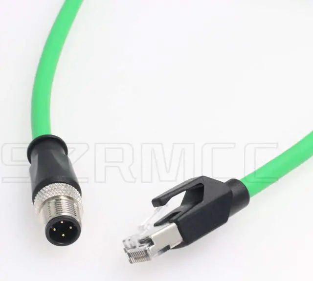 Alt view image 4 of 4 - SZRMCC M12 Ethernet Cable D-Code 4 Pin Male to RJ45 Connector High Flex Cat5e Shielded Waterproof Network Cable for Industrial Camera Sensor (3m,Green)