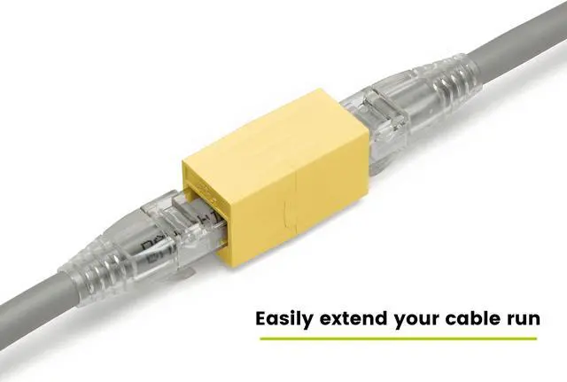 Alt view image 4 of 5 - trueCABLE Cat6A Inline Coupler, Unshielded (UTP), PoE++ (4PPoE), UL Listed, ETL Verified, ANSI/TIA 568-2.D Cat 6A Performance Compliant, Female to Female RJ45 Couplers, Yellow, 6 Pack