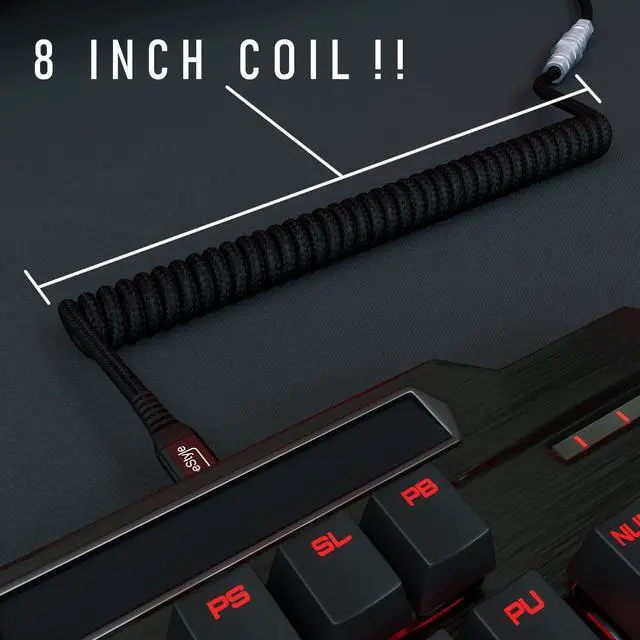 Alt view image 5 of 5 - Typestyle Coiled Keyboard Cable - Coiled USB C Cable for Mechanical Keyboards - Aviator Cable Keyboard Accessories - Braided USB C Cable for Gaming Mechanical Keyboard (Black)