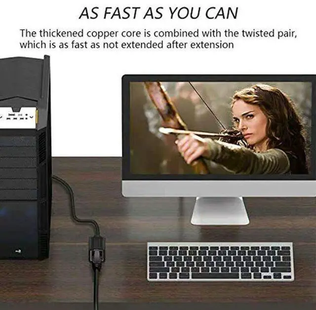 Alt view image 4 of 5 - Ethernet Extension Cable 50 ft,Yeung Qee Shielded Network Cat7 Ethernet Extender Cable Adapter RJ45 Cords Shielded Male to Female Connector (50FT/15M)