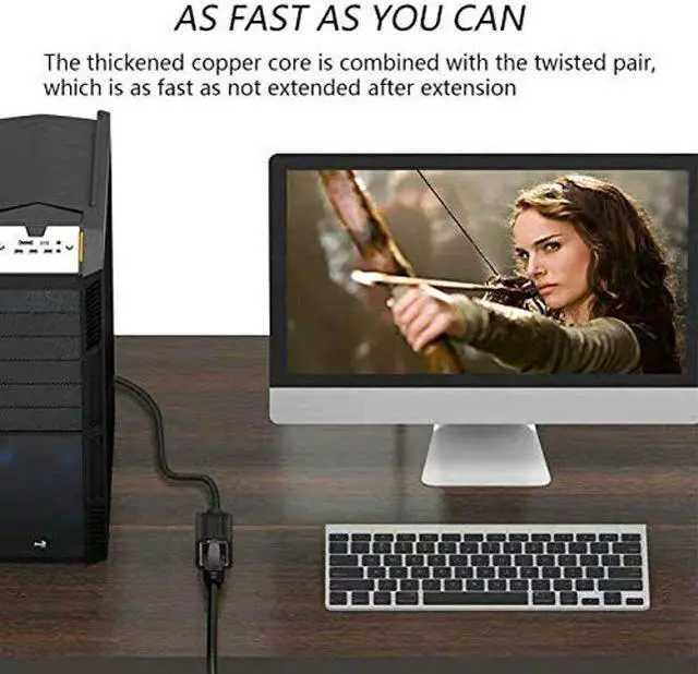 Alt view image 4 of 5 - Ethernet Extension Cable 65 ft,Yeung Qee Shielded Network Cat7 Ethernet Extender Cable Adapter RJ45 Cords Shielded Male to Female Connector (65FT/20M)