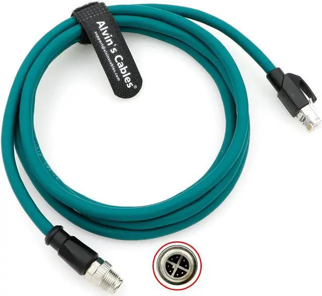 Alt view image 2 of 5 - Alvin's Cables M12 8 Pin Male to RJ45 Shielded Ethernet Cable M12 X Coded 8 Position Cat6a Cable for Cognex Industrial Camera 9.8ft/3M