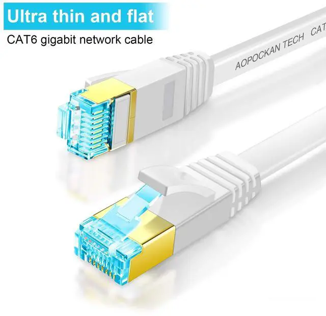 Alt view image 4 of 5 - AOPOCKAN TECH Cat 6 Ethernet Cable 150 FT White, Cat6 Flat RJ45 Computer Internet LAN Network Ethernet Patch Cable Cord - 150 Feet