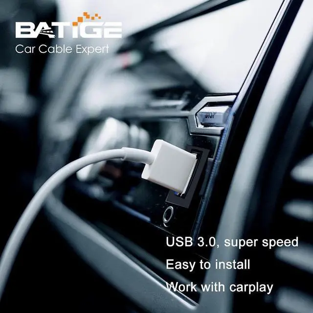 Alt view image 3 of 5 - BATIGE 5 Pack Square Single Port USB 3.0 Car Mount Flush Cable USB 3.0 Panel Flush Mount Extension Cable Waterproof for Car Truck Boat Motorcycle Dashboard 3ft