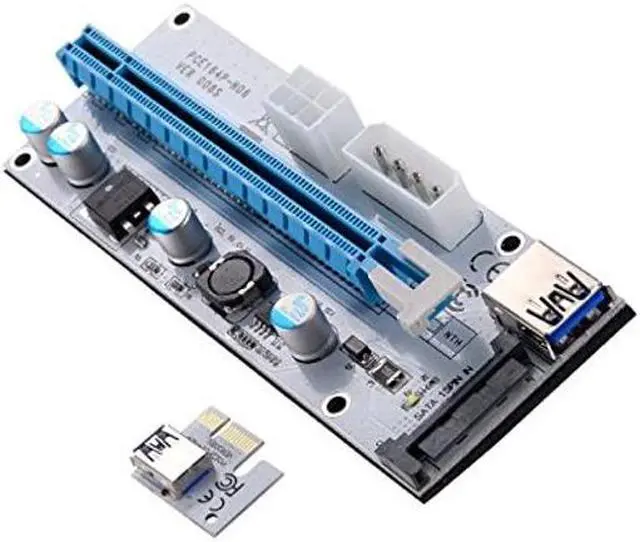 Alt view image 2 of 5 - CFIKTE VER 008S PCI-E Express Cable 1X to 16X Graphics Extension Ethereum ETH Mining Powered Riser Adapter Card, 60cm USB 3.0 Cable, 4 Solid Capacitors,15pin Male to 6pin Power Slot Connector