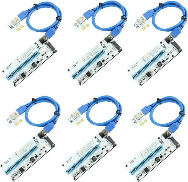 Main image of CFIKTE VER 008S PCI-E Express Cable 1X to 16X Graphics Extension Ethereum ETH Mining Powered Riser Adapter Card, 60cm USB 3.0 Cable, 4 Solid Capacitors,15pin Male to 6pin Power Slot Connector