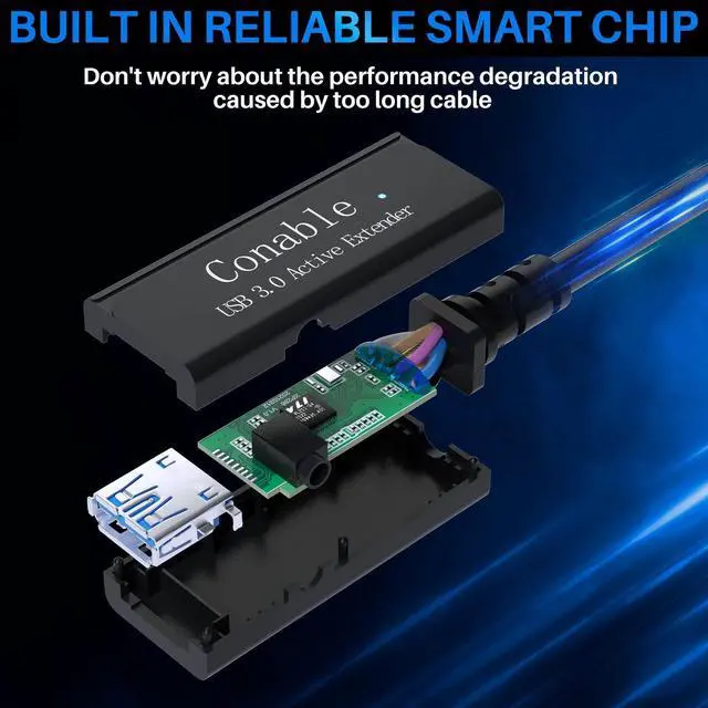 Alt view image 3 of 5 - USB 3.0 Active Extension Cable 25 Feet, Long USB Type-A Male to Female Extender Cord, Built-in A Signal Booster Smart Chip, 5Gbps Transfer, for Printer, Xbox, Webcam, VR, Hard Drive, USB Hub and More