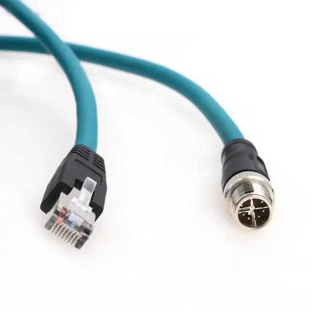 Alt view image 2 of 5 - Eonvic Cognex Industrial Camera Ethernet M12 X-Type 8 Pin Male to RJ45 Cat-7e high-Flex Cable (1M, Blue)