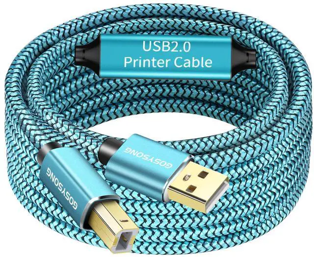 Main image of GOSYSONG Printer Cable 50ft USB 2.0 Type A to B, High Speed Compatible With HP, Canon, Dell, Epson, Xerox, Samsung