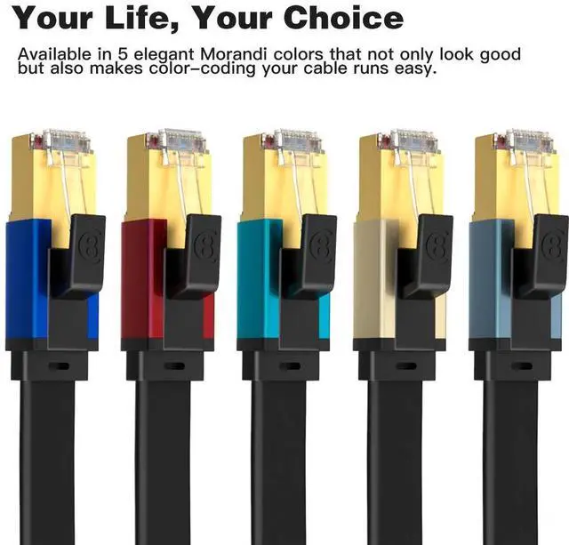 Alt view image 2 of 5 - HETSEN Cat 8 Ethernet Cable 50ft Shielded, Pass Fluke Tested & Certified Quality, 40Gbps High Speed 26AWG, 2000Mhz SFTP Patch Cord with Gold Plated RJ45 Connector, in Wall, for Outdoor & Indoor