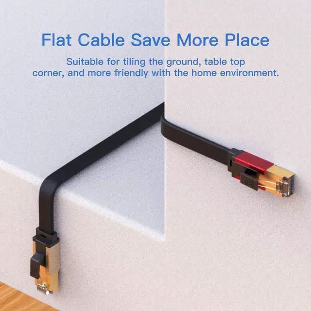 Alt view image 4 of 5 - HETSEN Cat 8 Ethernet Cable 50ft Shielded, Pass Fluke Tested & Certified Quality, 40Gbps High Speed 26AWG, 2000Mhz SFTP Patch Cord with Gold Plated RJ45 Connector, in Wall, for Outdoor & Indoor