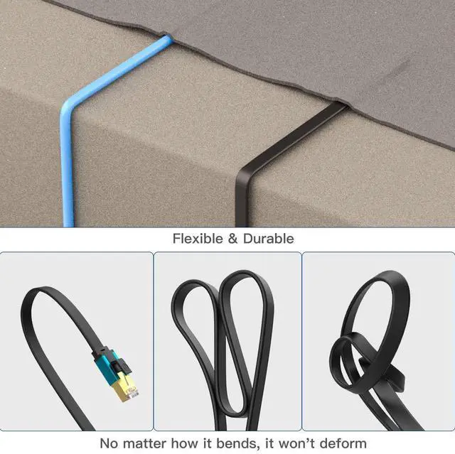 Alt view image 5 of 5 - HETSEN Cat 8 Ethernet Cable 50ft Shielded, Pass Fluke Tested & Certified Quality, 40Gbps High Speed 26AWG, 2000Mhz SFTP Patch Cord with Gold Plated RJ45 Connector, in Wall, for Outdoor & Indoor