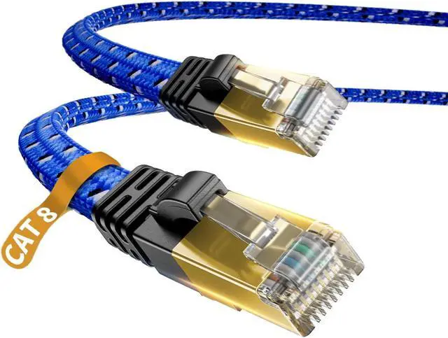 Main image of DanYee [Upgraded] Cat 8 Ethernet Cable, Nylon Braided 100ft CAT8 High Speed Professional Gold Plated Plug STP Wires CAT 8 RJ45 Ethernet Cable 3ft 10ft 16ft 26ft 33ft 50ft 66ft 100ft (Blue 100ft)