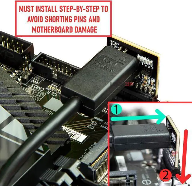 Alt view image 3 of 5 - LINKUP - USB 3.2 Gen 2x2 20Gbps USB-C Type Internal Panel Cable Mount Motherboard Header Extension Adapter|20-Pin A-Key Male with Cover to USB-C Female Connector with PCI Bracket - 80cm