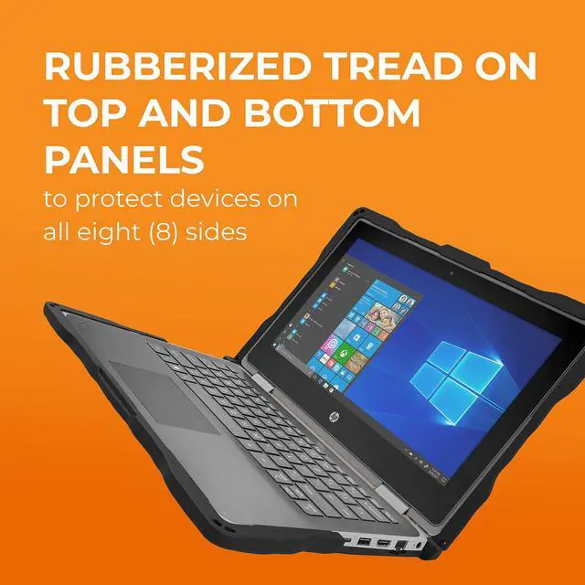 Alt view image 4 of 5 - Gumdrop DropTech Laptop Case Fits HP ProBook x360 11 G5/G6/G7 EE. Designed for K-12 Students, Teachers, and Classrooms - Drop Tested, Rugged, Shockproof Bumpers for Reliable Device Protection - Black