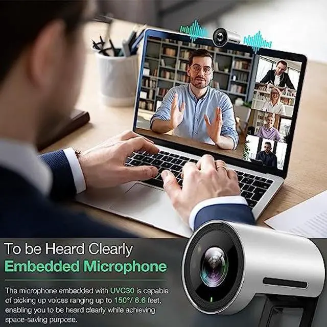 Alt view image 5 of 5 - Yealink HD Camera UVC30 Windows Hello Webcam Microsoft Teams Certified 120deg Wide Angle Zoom Camera with Auto Framing Desktop Webcam with Microphone Ultra HD 4K USB Camera for PC Gaming