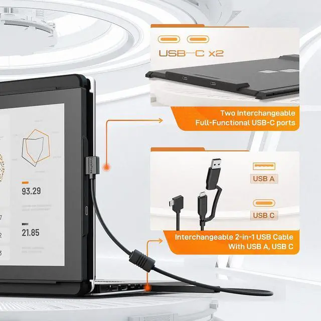 Alt view image 5 of 5 - New Mobile Pixels Duex Plus Portable Monitor for Laptop, 13.3" 1080P FHD Ultimate Portable Laptop Monitor Extender, USB C/USB A, Windows/Mac/Android/Switch Compatible