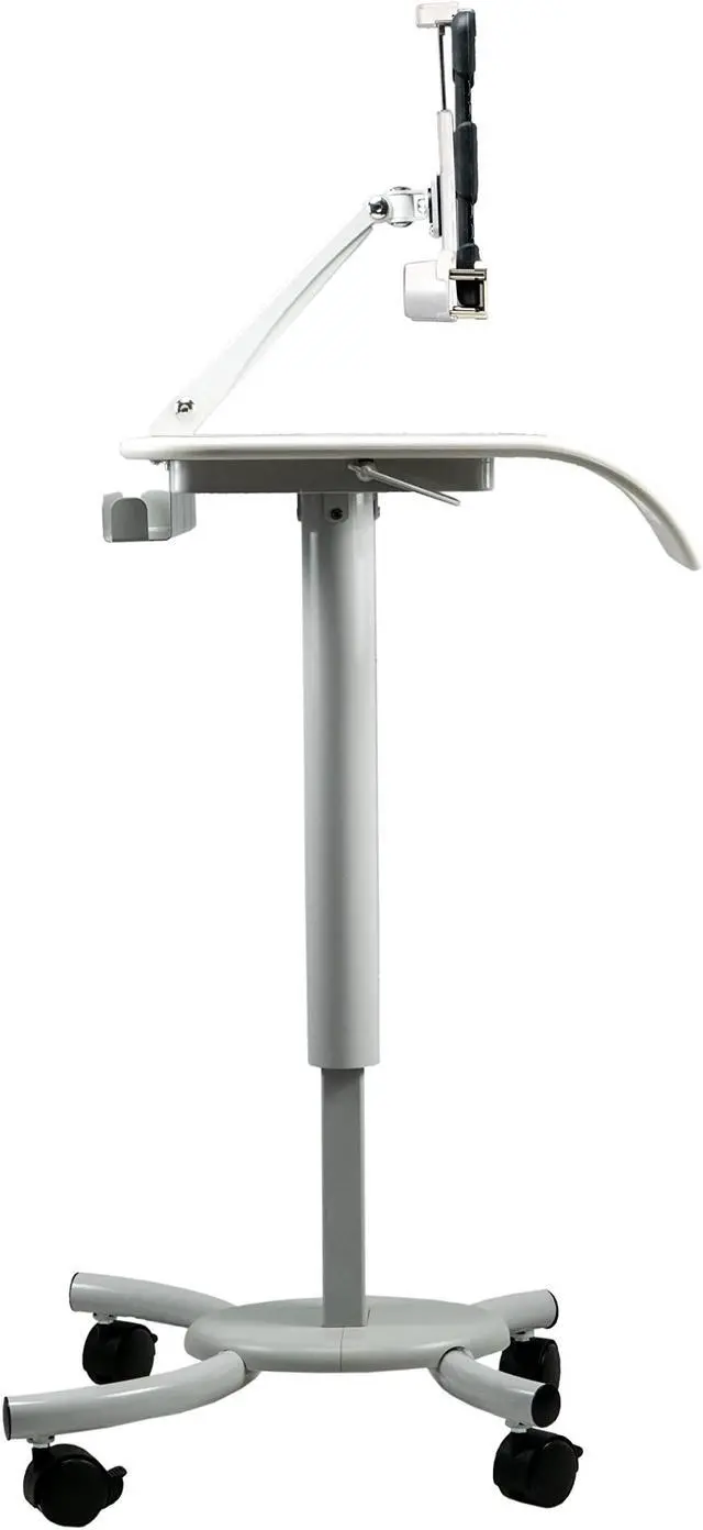 Alt view image 5 of 5 - Rolling Medical Workstation - CTA Height Adjustable Mobile Secure Medical Workstation Cart for iPad 10th Gen 10.9" - iPad 7/8/9 Gen 10.2"- iPad Pro 11" - iPad Air 4 - Galaxy Tab S3 - White (QPAD-HRSW)