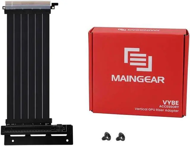 Alt view image 5 of 5 - MAINGEAR Vertical Graphics Card Mount w/Riser Cable, PCI-E 4.0 X16 High Speed Flexible Extender EMI Shield GPU 90 Degree Riser Adapter (200mm)