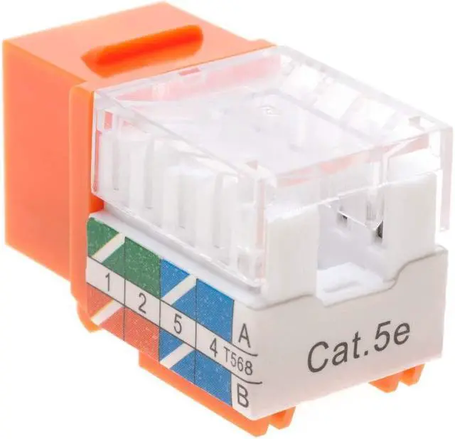 Alt view image 3 of 4 - Cat5e Ethernet RJ-45 Keystone Jack Cat5 Punch-Down Network 45 Degree Orange Pack of 50