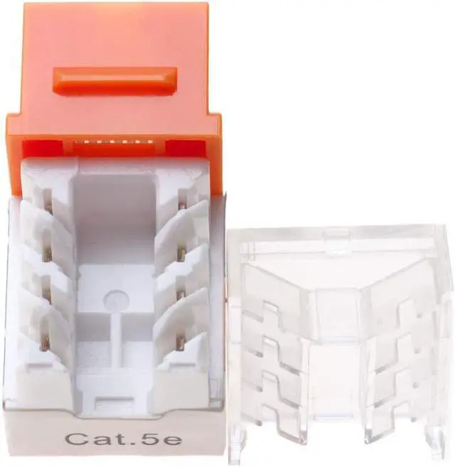 Alt view image 4 of 4 - Cat5e Ethernet RJ-45 Keystone Jack Cat5 Punch-Down Network 45 Degree Orange Pack of 50