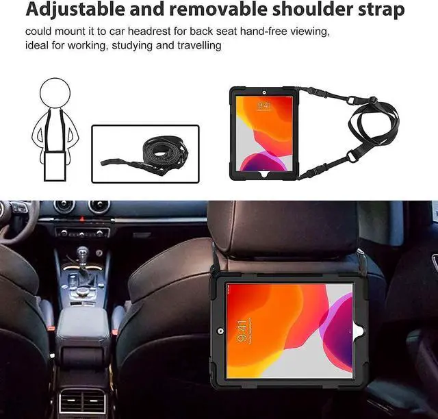 Alt view image 3 of 5 - ProCase iPad 10.2 Case 2019 7th Gen iPad Case Rugged Heavy Duty Shockproof Rotatable Case Bundle with iPad 10.2 7th Gen 2019 Privacy Screen Protector