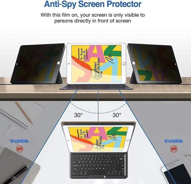 Alt view image 5 of 5 - ProCase iPad 10.2 Case 2019 7th Gen iPad Case Rugged Heavy Duty Shockproof Rotatable Case Bundle with iPad 10.2 7th Gen 2019 Privacy Screen Protector