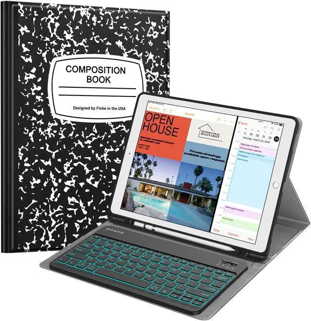 Main image of Fintie Keyboard Case - 2017/2015 iPad Pro 12.9 inch (Old Model) 1st & 2nd Gen Case, Soft TPU Protective Cover, [7 Color Backlit] Magnetically Detachable Wireless Bluetooth Keyboard, Composition B