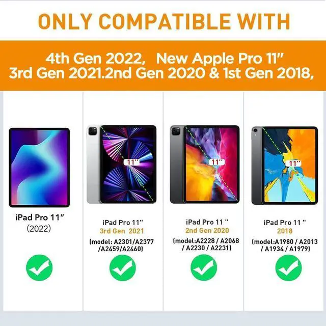 Alt view image 4 of 5 - AICase for iPad Pro 11 Inch 4th/3rd/2nd/1st Generation 2022/2021/2020/2018, Heavy Duty Shockproof Triple Layer Defense for New Apple Pro 11" 4th/3rd/2nd/1st Gen