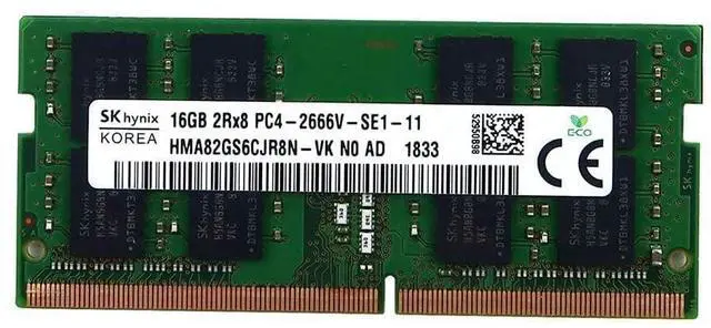 Alt view image 2 of 2 - SK HYNIX 16GB 2RX8 DDR4 SO-DIMM PC4-21300 2666MHZ Memory Module HMA82GS6CJR8N-VK