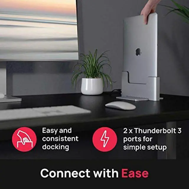 Alt view image 3 of 5 - Brydge Space-Saving Laptop Stand | Vertical Docking Station | Compatible with 13-inch MacBook Air (2021-2018) | 2 x Thunderbolt 3 Ports | (Space Gray)