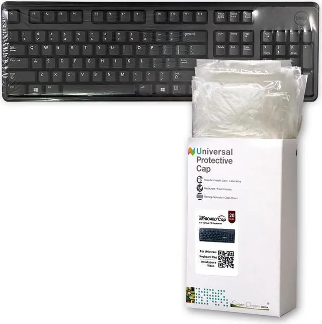 Main image of Green Onions Supply[3 Pack] Universal Keyboard Cap. Fully Covered Flat Style 0.025mm Superb Tactile Feeling Waterproof Anti-Dust Desktop Keyboard Cover with Numeric Hospital/Dentist Use (20 Packs)