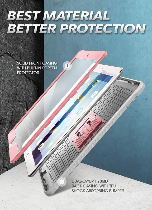 Alt view image 4 of 5 - SUPCASE Unicorn Beetle Pro Series Case for iPad 10.2 (2021/2020/2019), with Built-in Screen Protector Protective Case for iPad 9th Generation/8th Generation/7th Generation (RoseGold)