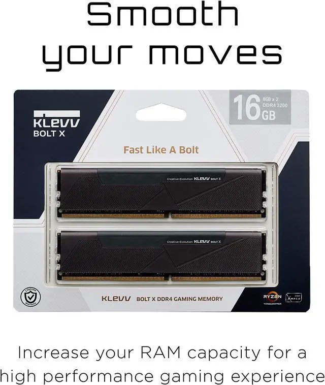 Alt view image 5 of 5 - KLEVV Bolt X DDR4 16GB (2x8GB) 3200MHz CL16 1.35V Gaming Desktop Ram Memory SK Hynix Chip XMP 2.0 Ready (KD48GU880-32A160U)