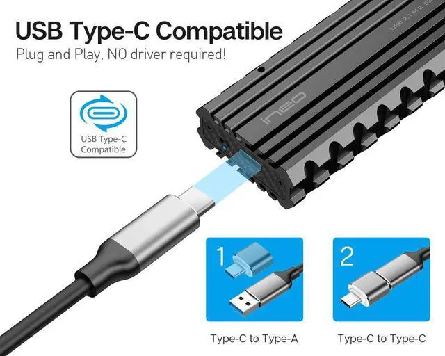 Alt view image 2 of 5 - ineo M.2 NVMe (PCIe) SSD USB 3.2 Gen 2 Type-C Rugged Militarized (Picatinny Rail) Style Enclosure Built-in Write Protection Switch[C2597-NVME]