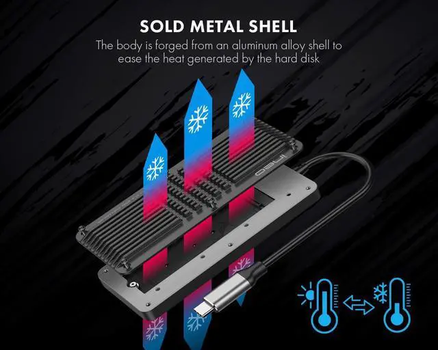 Alt view image 3 of 5 - ineo M.2 NVMe (PCIe) SSD USB 3.2 Gen 2 Type-C Waterproof RGB (Gaming Style) Aluminum Enclosure [C2599-NVMe]