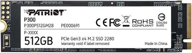 Main image of Patriot P300 M.2 PCIe Gen 3 x4 512GB Low-Power Consumption SSD