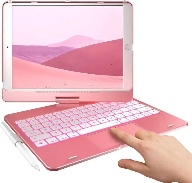 Main image of typecase Touch Case with Keyboard for iPad 9th Generation (10.2", 2021), Multi-Touch Trackpad, 10 Color Backlight, 360, Thin & Light - iPad 8th Gen (2020), 7th Gen (2019), Air 3, Pro 10.5 (Rose Gold)
