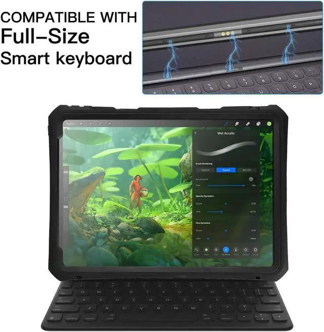 Alt view image 2 of 5 - ipad 10.2 Waterproof Case 2021/2020/2019,ACase iPad 7th/iPad 8th/iPad 9th Generation IP68 Waterproof ipad 10.2 Cover with Strap Stand Pencil Holde Built-in Screen Protector Rugged Shockproof Case