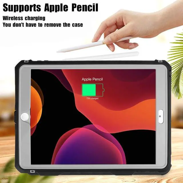 Alt view image 5 of 5 - ipad 10.2 Waterproof Case 2021/2020/2019,ACase iPad 7th/iPad 8th/iPad 9th Generation IP68 Waterproof ipad 10.2 Cover with Strap Stand Pencil Holde Built-in Screen Protector Rugged Shockproof Case