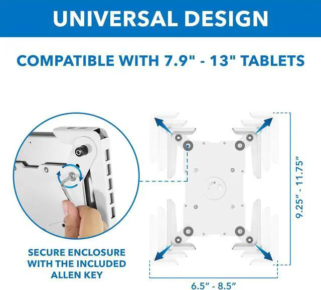 Alt view image 5 of 5 - Mount-It! Universal Tablet Floor Kiosk | Theft-Deterrent Tablet Stand | Adjustable Kiosk Floor Mount for iPad, Galaxy & Surface Tablets (White)
