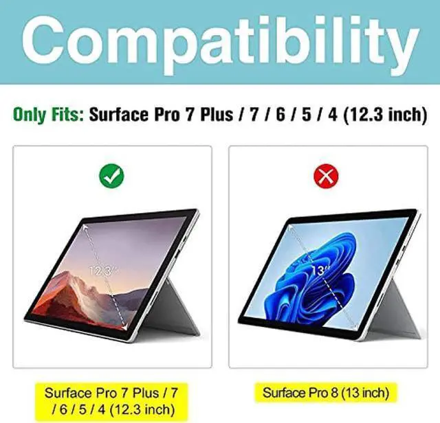 Alt view image 2 of 5 - ProCase Keyboard Case for Surface Pro 7 (2019) /Pro 6 (2018) /Pro 5 (2017) /Pro 4 (2015) 12.3 Inch Tablet, Slim Lightweight Smart Cover with Magnetically Detachable Wireless Keyboard -Black