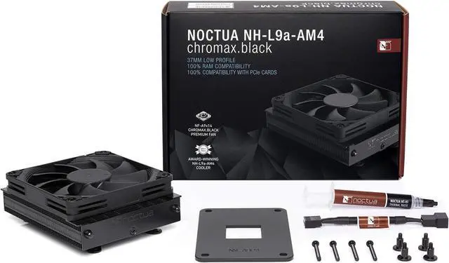 Alt view image 4 of 5 - Noctua NH-L9a-AM4 chromax.Black, Low-Profile CPU Cooler for AMD AM4 (Black)