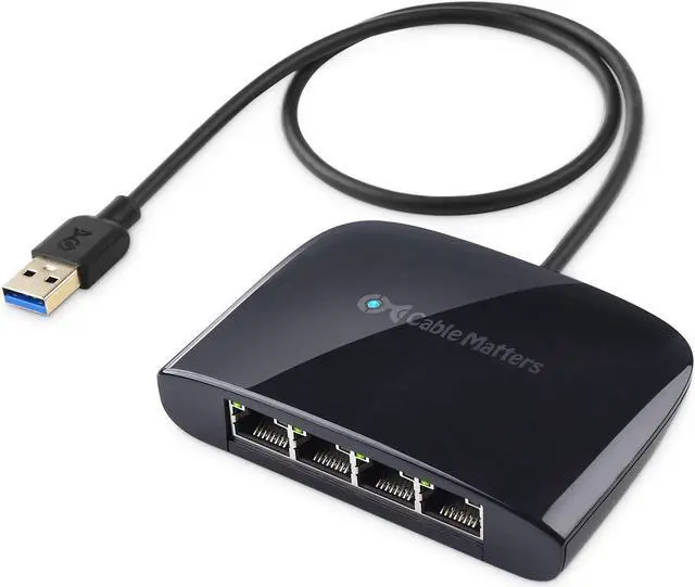 Main image of Cable Matters USB to 4-Port Gigabit Ethernet Switch for Network Sharing with TV, Laptop, Gaming Console, (USB Ethernet Splitter, USBA Network Switch)