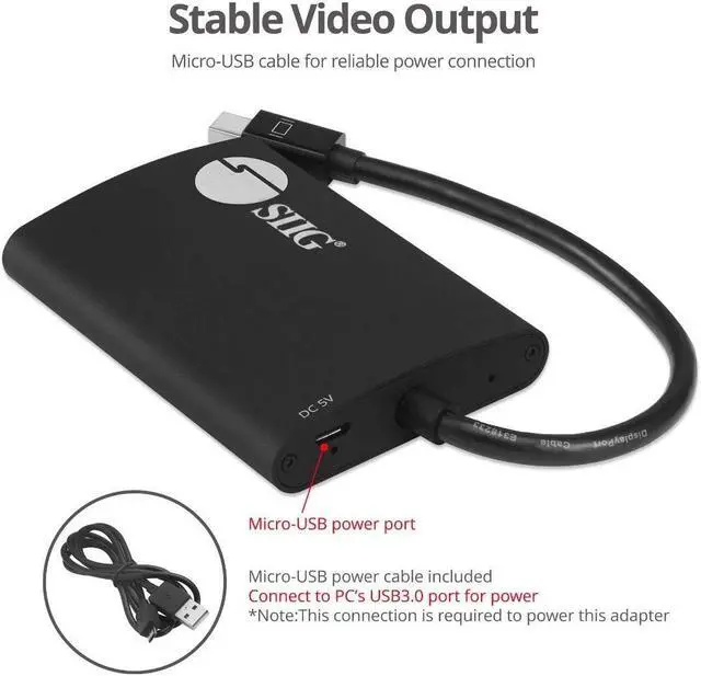 Alt view image 5 of 5 - SIIG 2-Port Mini DisplayPort 1.2 to 2 HDMI MST Hub Video Splitter, DisplayPort Daisy Chain Monitor, Not for MacOS, TAA Compliant (CE-DP0L11-S1)