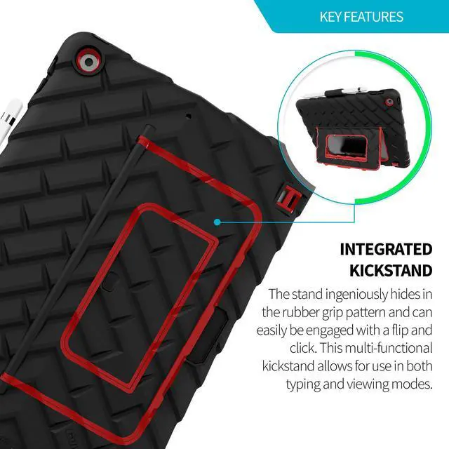 Alt view image 3 of 5 - Gumdrop HideAway Case Fits Apple iPad 9th | 8th | 7th Gen (10.2-inch) Designed for K-12 Students Teachers and Classrooms- Drop Tested Rugged Shockproof Bumpers for Reliable Device Protection-Black/Red