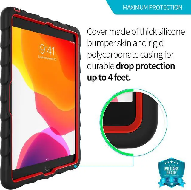 Alt view image 5 of 5 - Gumdrop HideAway Case Fits Apple iPad 9th | 8th | 7th Gen (10.2-inch) Designed for K-12 Students Teachers and Classrooms- Drop Tested Rugged Shockproof Bumpers for Reliable Device Protection-Black/Red