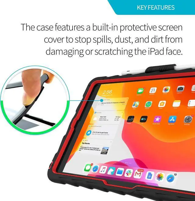 Alt view image 4 of 5 - Gumdrop HideAway Case Fits Apple iPad 9th | 8th | 7th Gen (10.2-inch) Designed for K-12 Students Teachers and Classrooms- Drop Tested Rugged Shockproof Bumpers for Reliable Device Protection-Black/Red